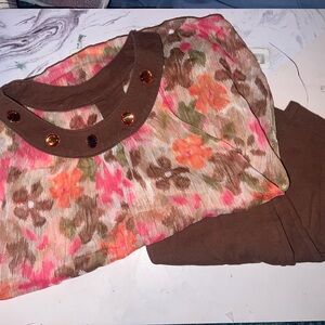 Brown and pink tank top legging set